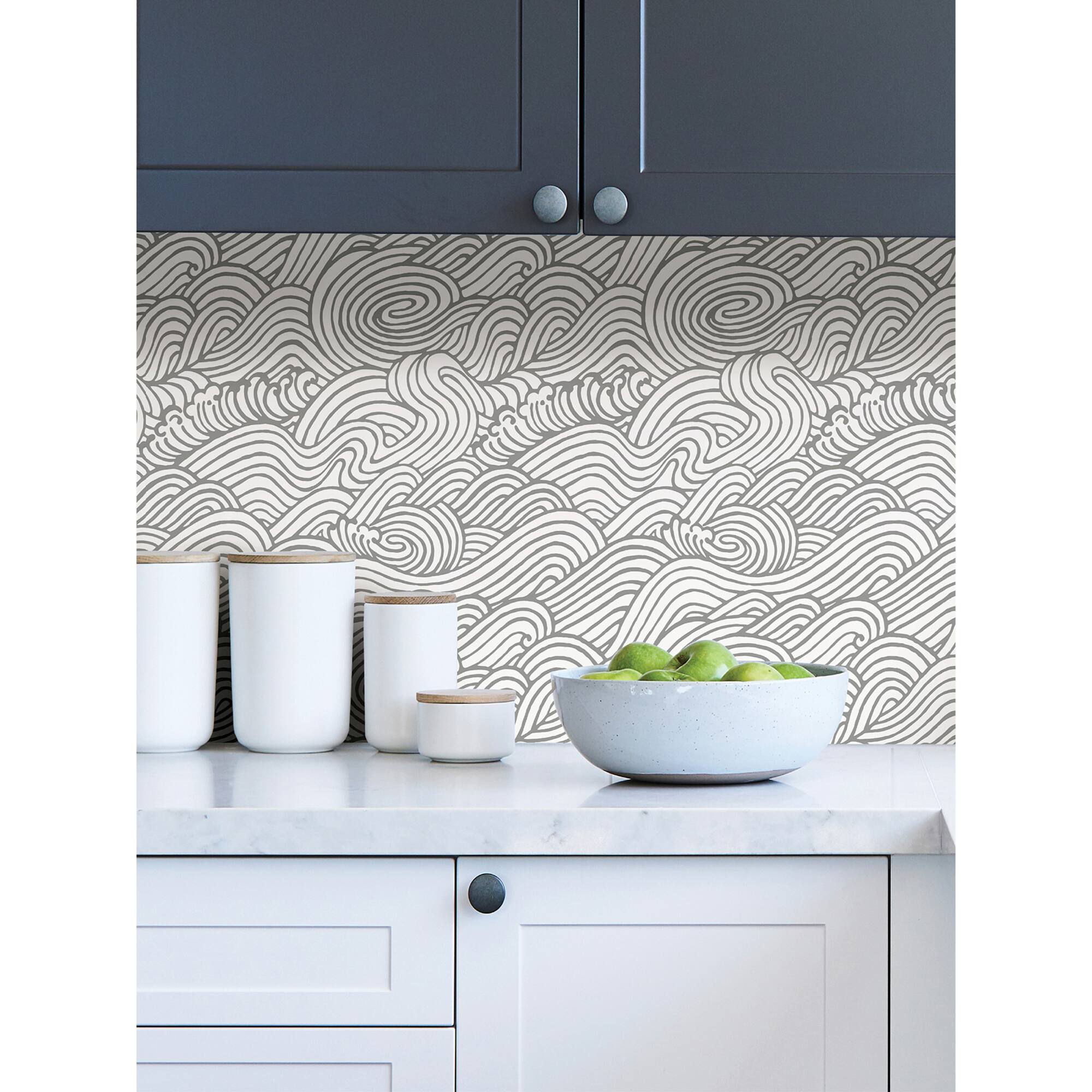 NuWallpaper Gray Saybrook Peel & Stick Wallpaper